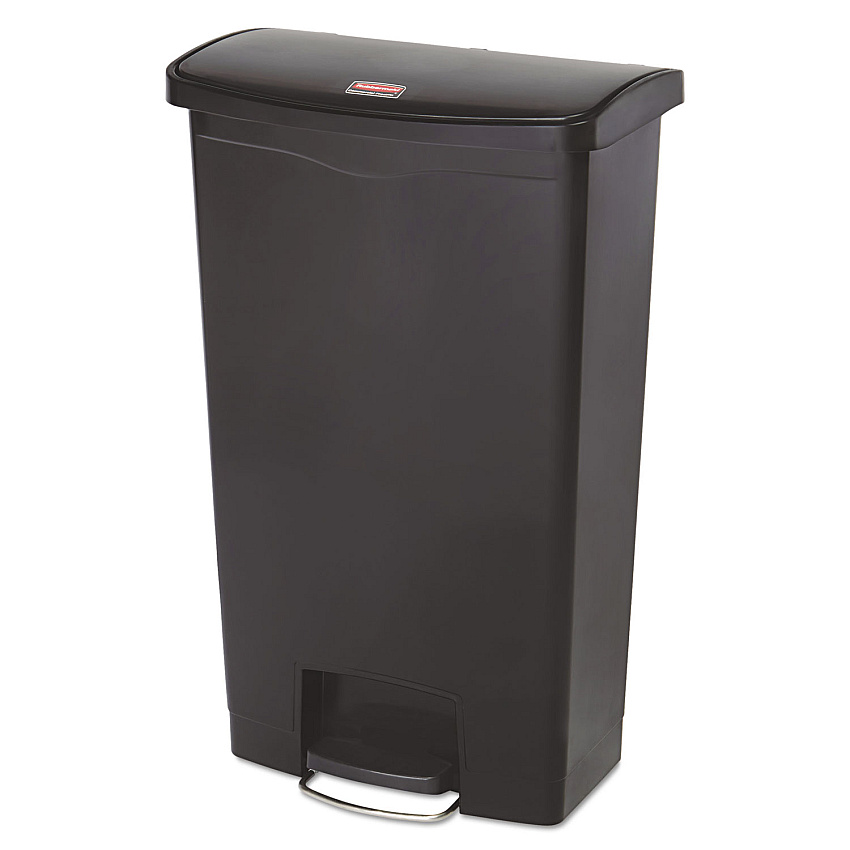 Rubbermaid Commercial Slim Jim Resin Step-On Container, Front Step Style, 18 gal, Black (1883613)