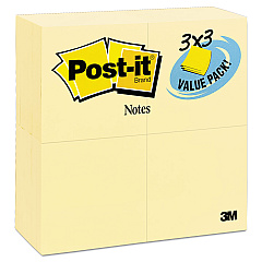 Post-it Original Pads in Canary Yellow, Value Pack, 3" x 3", 100 Sheets/Pad, 24 Pads/Pack (65424VAD)