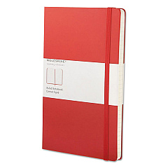 Moleskine Classic Colored Hardcover Notebook, 1 Subject, Narrow Rule, Red Cover, 8.25 x 5, 240 Sheets (QP060R)