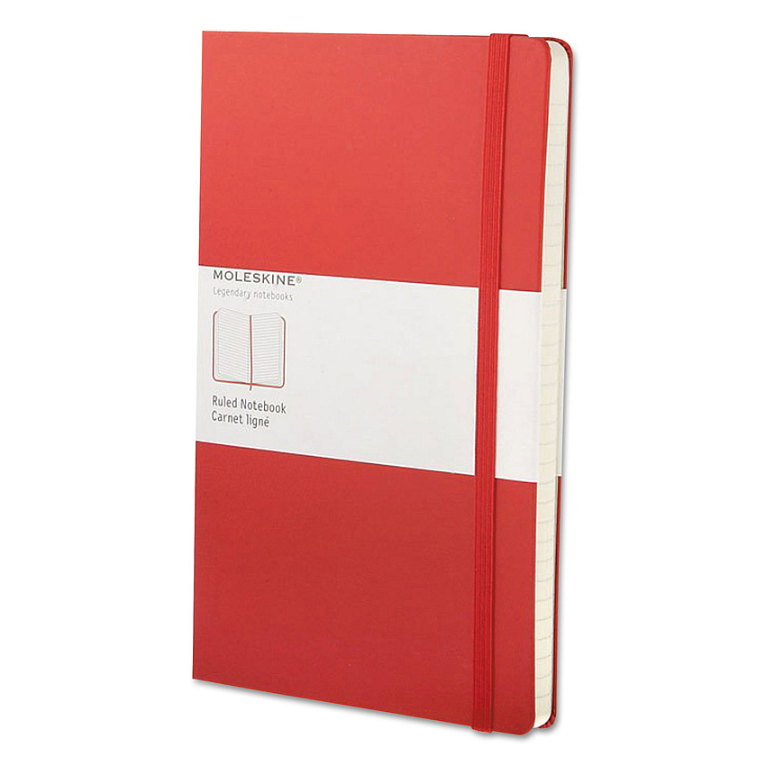 Moleskine Classic Colored Hardcover Notebook, 1 Subject, Narrow Rule, Red Cover, 8.25 x 5, 240 Sheets (QP060R)