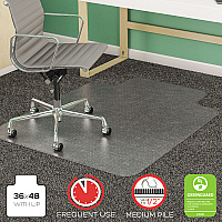 deflecto SuperMat Frequent Use Chair Mat, Med Pile Carpet, Flat, 36 x 48, Lipped, Clear (CM14113)