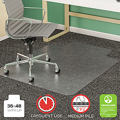 deflecto SuperMat Frequent Use Chair Mat, Med Pile Carpet, Flat, 36 x 48, Lipped, Clear (CM14113)