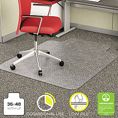 deflecto EconoMat Occasional Use Chair Mat, Low Pile Carpet, Flat, 36 x 48, Lipped, Clear (CM11112)