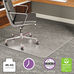 deflecto ExecuMat All Day Use Chair Mat for High Pile Carpet, 45 x 53, Wide Lipped, Clear (CM17233)