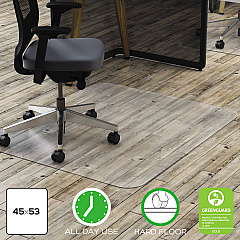 deflecto All Day Use Chair Mat - Hard Floors, 45 x 53, Rectangle, Clear (CM21242PC)