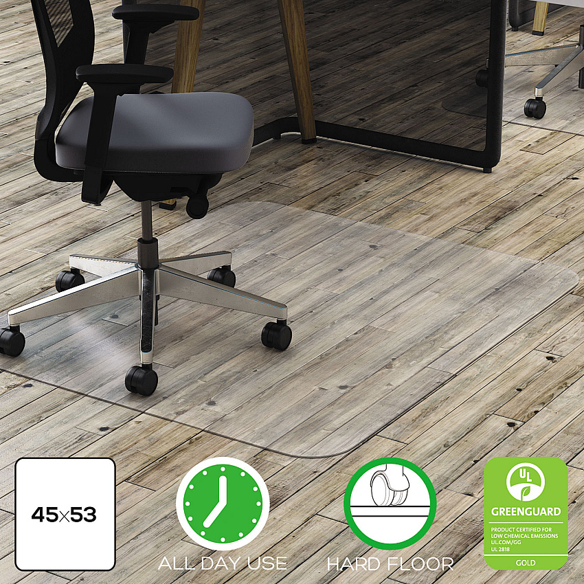 deflecto All Day Use Chair Mat - Hard Floors, 45 x 53, Rectangle, Clear (CM21242PC)