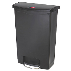 Rubbermaid Commercial Slim Jim Resin Step-On Container, Front Step Style, 24 gal, Black (1883615)
