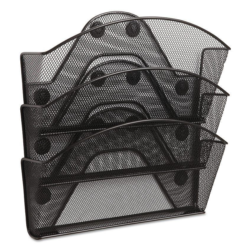 Safco Onyx Magnetic Mesh Panel Accessories, 3 File Pocket, 13 x 4.25 x 13.5. Black (4175BL)