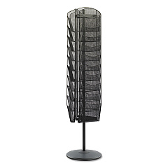 Safco Onyx Mesh Rotating Magazine Display, 30 Compartments, 16.5w x 16.5d x 66h, Black (5577BL)