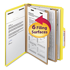 Smead Colored Top Tab Classification Folders, 2 Dividers, Letter Size, Yellow, 10/Box (14004)