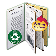 Smead 100% Recycled Pressboard Classification Folders, 2 Dividers, Legal Size, Gray-Green, 10/Box (19022)