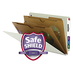 Smead X-Heavy 2-Pocket End Tab Pressboard Classification Folders with SafeSHIELD Fasteners, 2 Dividers, Legal, Gray-Green, 10/BX (29710)