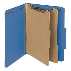 Smead 100% Recycled Pressboard Classification Folders, 2 Dividers, Letter Size, Dark Blue, 10/Box (14062)
