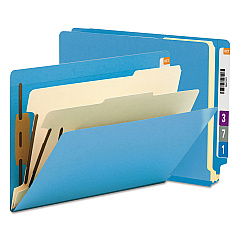 Smead Colored End Tab Classification Folders with Dividers, 2 Dividers, Letter Size, Blue, 10/Box (26836)