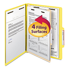 Smead Colored Top Tab Classification Folders, 1 Divider, Letter Size, Yellow, 10/Box (13704)
