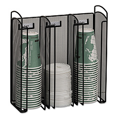 Safco Onyx Breakroom Organizers, 3Compartments, 12.75x4.5x13.25, Steel Mesh, Black (3292BL)