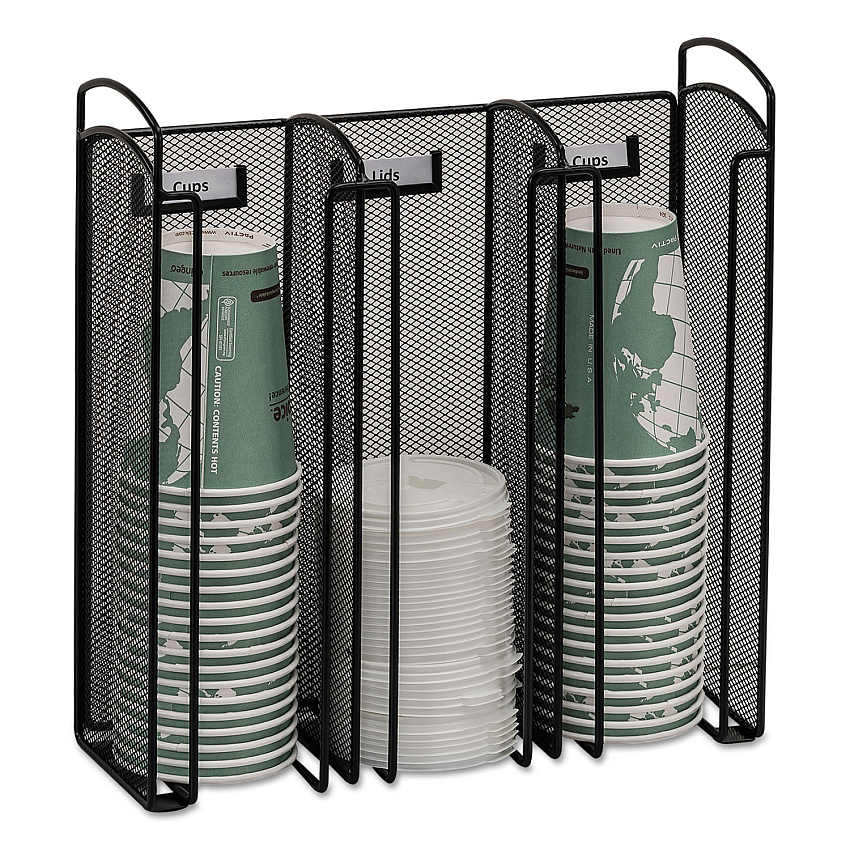 Safco Onyx Breakroom Organizers, 3Compartments, 12.75x4.5x13.25, Steel Mesh, Black (3292BL)