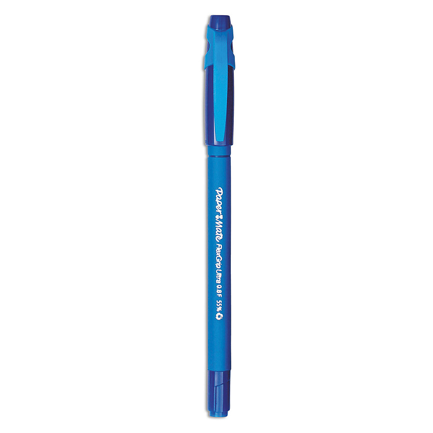 Paper Mate FlexGrip Ultra Ballpoint Pen, Stick, Fine 0.8 mm, Blue Ink, Blue Barrel, Dozen (9660131)