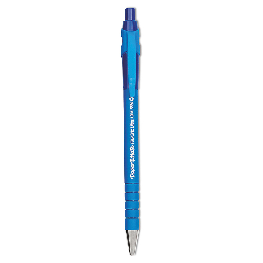 Paper Mate FlexGrip Ultra Ballpoint Pen, Retractable, Medium 1 mm, Blue Ink, Blue Barrel, Dozen (9510131)
