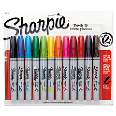 Sharpie Brush Tip Permanent Marker, Medium Brush Tip, Assorted Colors, 12/Set (1810704)