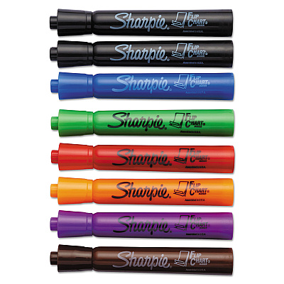Sharpie Flip Chart Marker, Broad Bullet Tip, Assorted Colors, 8/Set (22480PP)