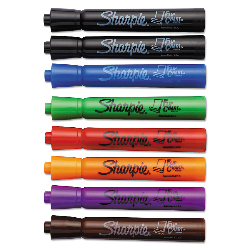 Sharpie Flip Chart Marker, Broad Bullet Tip, Assorted Colors, 8/Set (22480PP)