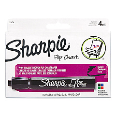 Sharpie Flip Chart Marker, Broad Bullet Tip, Assorted Colors, 4/Set (22474)