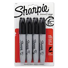 Sharpie Chisel Tip Permanent Marker, Medium Chisel Tip, Black, 4/Pack (38264PP)