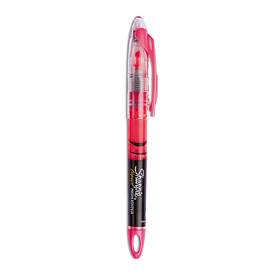 Sharpie Liquid Pen Style Highlighters, Fluorescent Pink Ink, Chisel Tip, Pink/Black/Clear Barrel, Dozen (1754464)