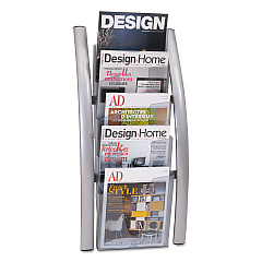 Alba Wall Literature Display, 13w x 3.5d x 28.5h, Silver Gray/Transluscent (DDICE5M)