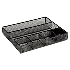 Rolodex Metal Mesh Deep Desk Drawer Organizer, Six Compartments, 15.25 x 11.88 x 2.5, Black (22131)