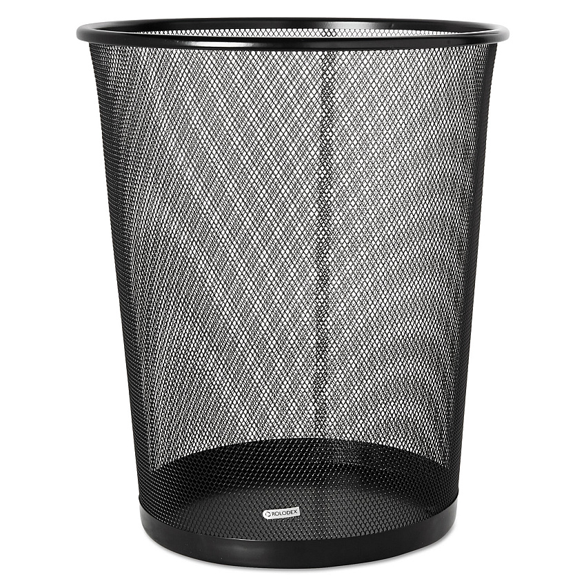 Rolodex Steel Round Mesh Trash Can, 4.5 gal, Black (22351)