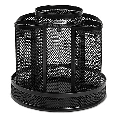 Rolodex Wire Mesh Spinning Desk Sorter, 8 Compartments, Steel Mesh, 6.5" Diameter x 6.5"h, Black (1773083)