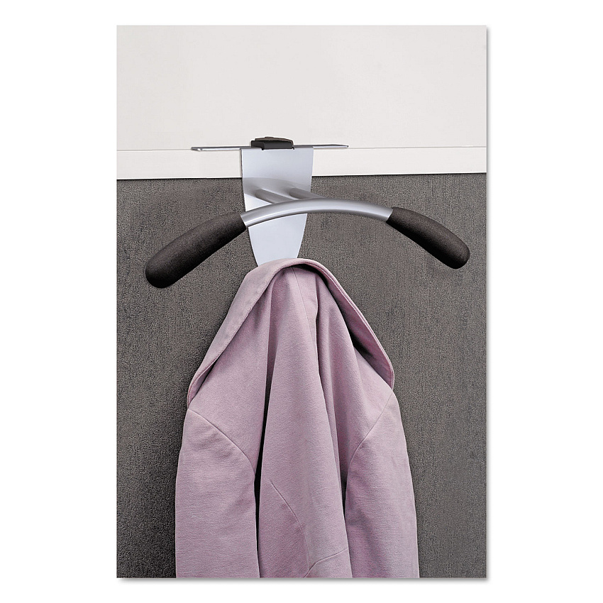 Alba Hanger Shaped Partition Coat Hook, Silver/Black, 15 x 4 1/2 x 7 7/8 (PMMOUSPART)