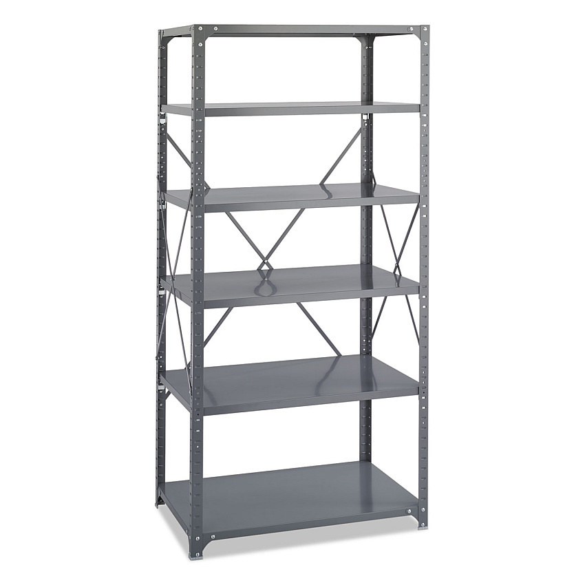 Safco Commercial Steel Shelving Unit, Six-Shelf, 36w x 24d x 75h, Dark Gray (6270)