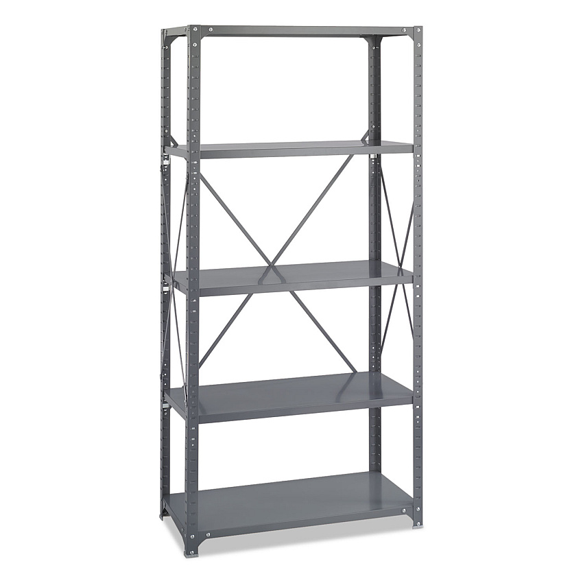 Safco Commercial Steel Shelving Unit, Five-Shelf, 36w x 18d x 75h, Dark Gray (6266)