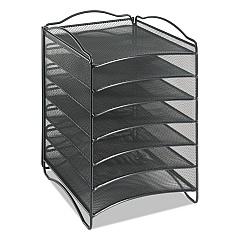 Safco Onyx Steel Mesh Lliterature Sorter, Six Compartments, Black (9431BL)