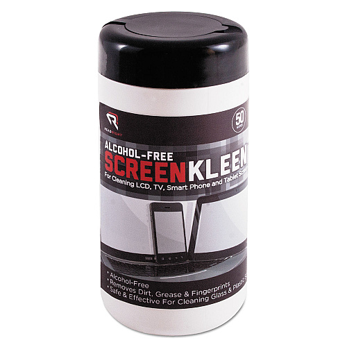 Read Right ScreenKleen Monitor Screen Wet Wipes, Cloth, 5.25 x 5.75, 50/Tub (RR1491)