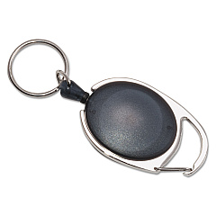 Advantus Carabiner-Style Retractable ID Card Reel, 30" Extension, Smoke, 6/Pack (75553)