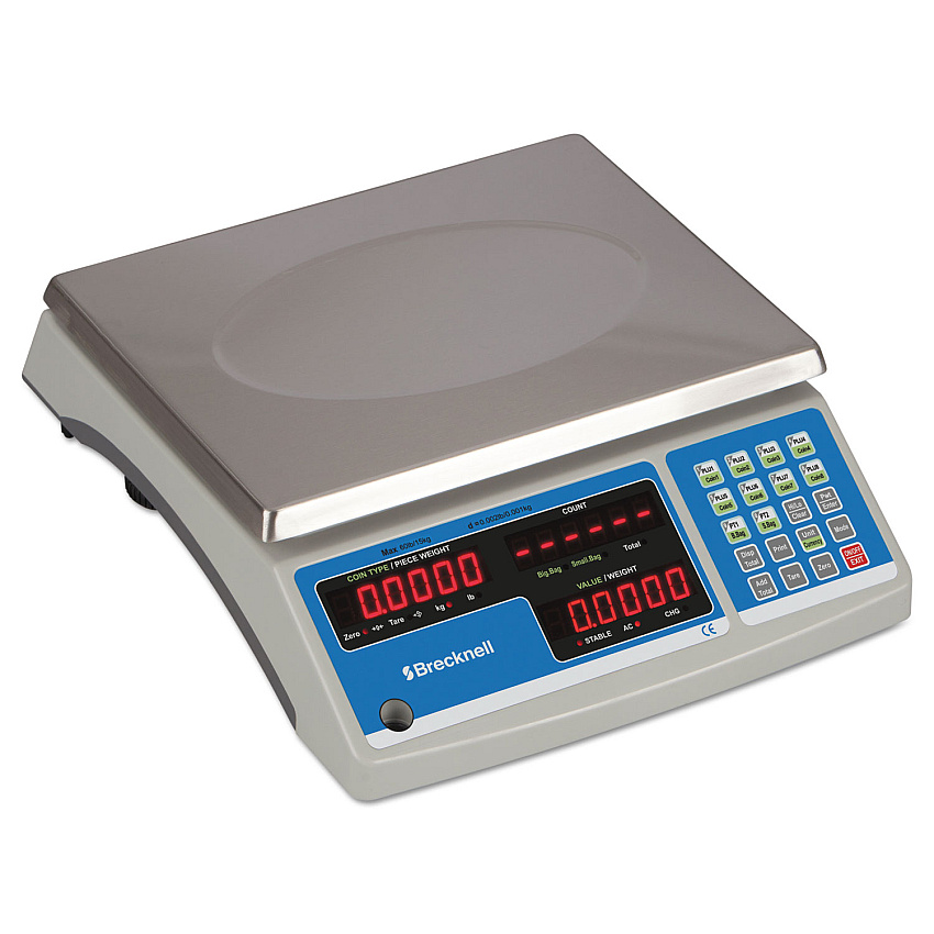 Brecknell Electronic 60 lb Coin and Parts Counting Scale, 11 1/2 x 8 3/4, Gray (B140)