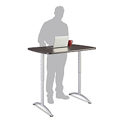 Iceberg ARC Adjustable-Height Table, Rectangular Top, 30 x 48 x 36 to 48 High, Gray Walnut/Silver (69305)