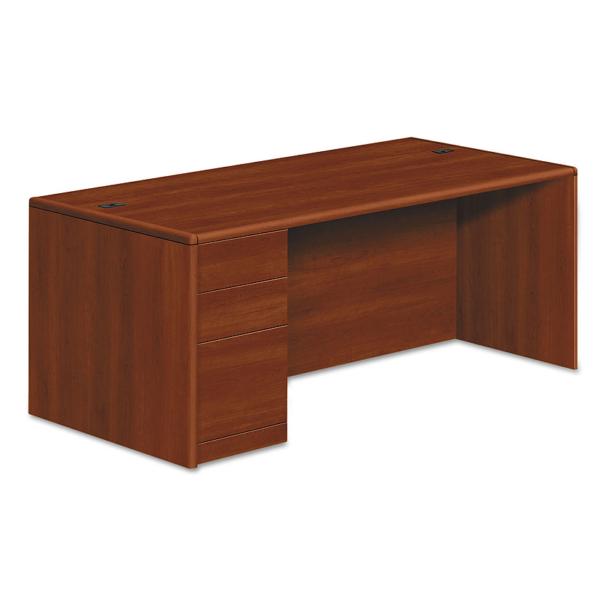 HON 10700 Series Single Pedestal Desk with Full-Height Pedestal on Left, 72" x 36" x 29.5", Cognac (10788LCO)