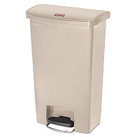 Rubbermaid Commercial Slim Jim Resin Step-On Container, Front Step Style, 13 gal, Beige (1883458)
