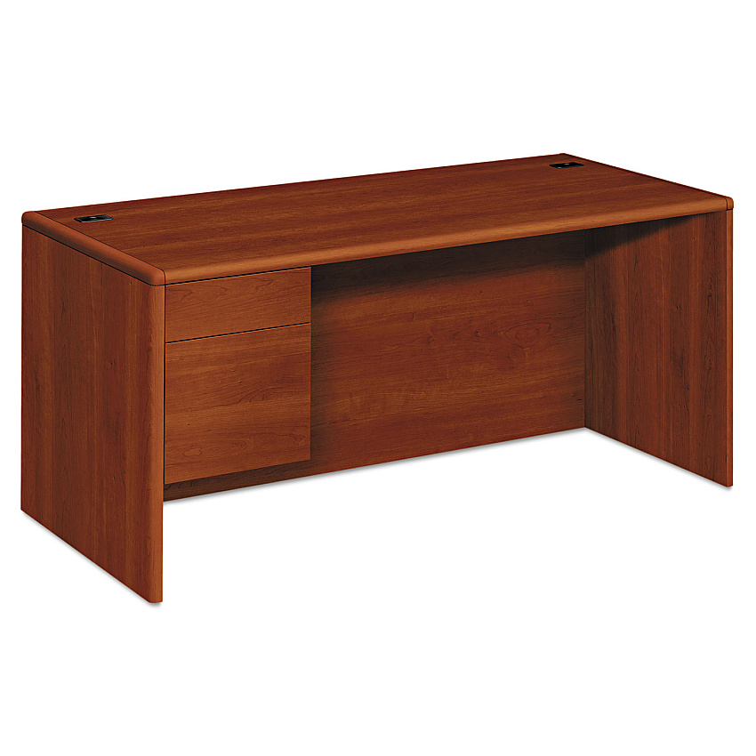 HON 10700 Series "L" Workstation Desk with Three-Quarter Height Pedestal on Left, 66" x 30" x 29.5", Cognac (10784LCO)