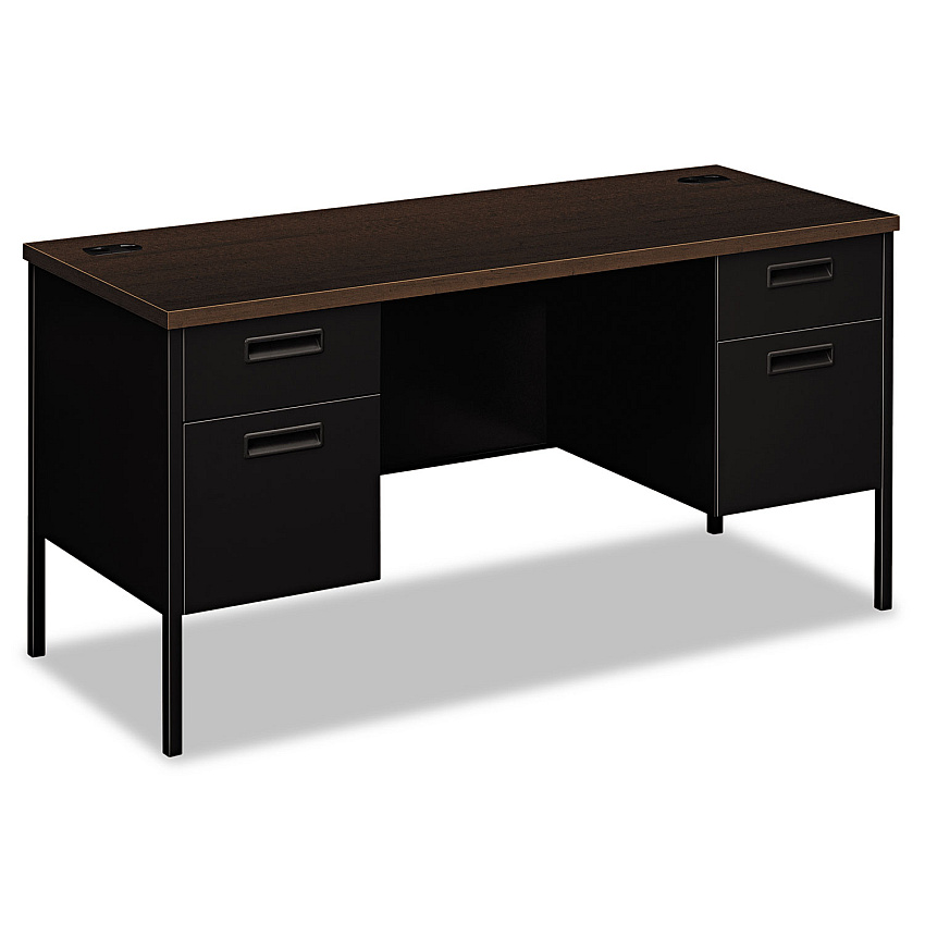 HON Metro Series Kneespace Credenza, 60w x 24d x 29.5h, Mocha/Black (P3231MOP)