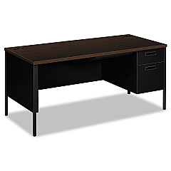 HON Metro Classic Series Right Pedestal "L" Workstation Desk, 66" x 30" x 29.5", Mocha/Black (P3265RMOP)