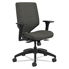 HON Solve Series Upholstered Back Task Chair, Supports Up to 300 lb, 17" to 22" Seat Height, Ink Seat/Back, Black Base (SVU1ACLC10TK)