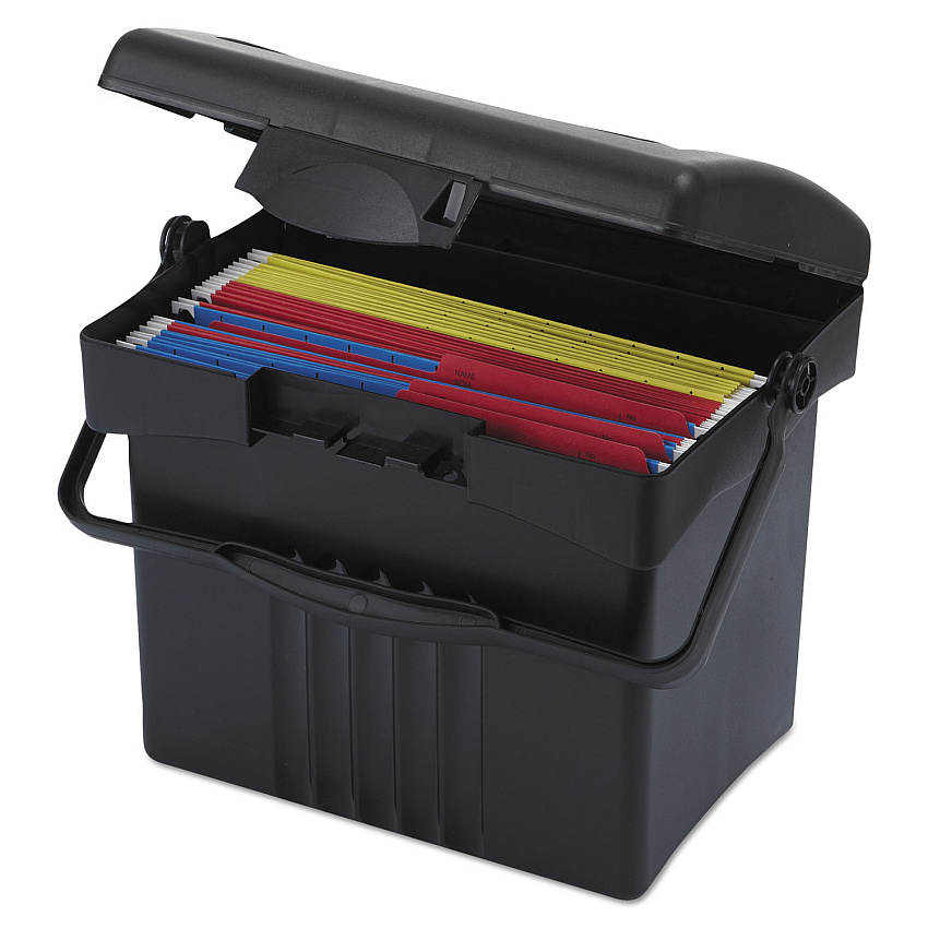 Storex File Box with Organizer, Letter Files, 14" x 11.25" x 14.5", Black (61502U01C)