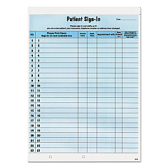 Tabbies Patient Sign-In Label Forms, Two-Part Carbon, 8.5 x 11.63, Blue, 1/Page, 125 Forms (14531)