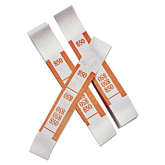 Iconex Color-Coded Kraft Currency Straps, Dollar Bill, $50, Self-Adhesive, 1000/Pack (94190059)